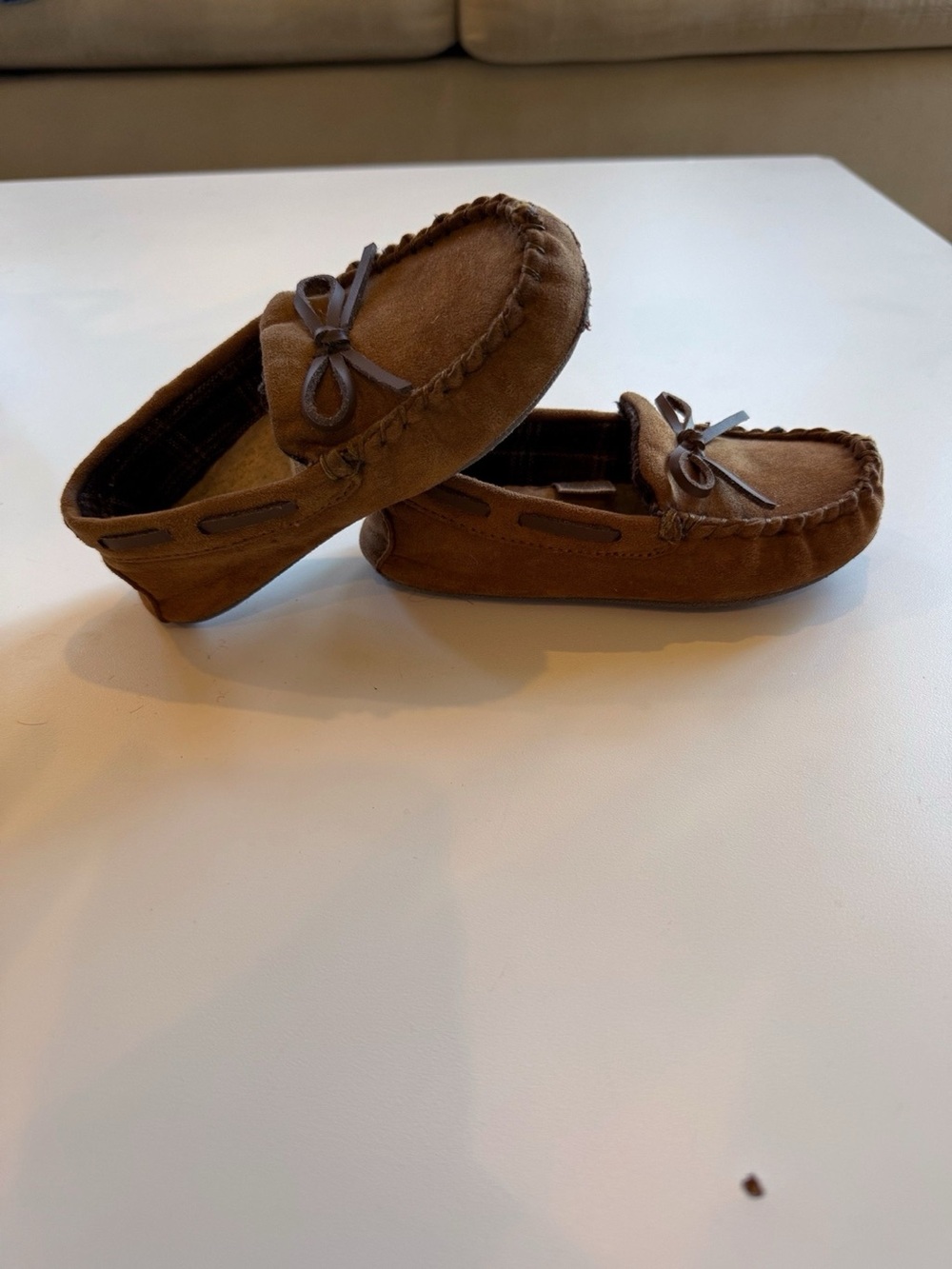 Kids Brown Suede Moccasin Loafers -